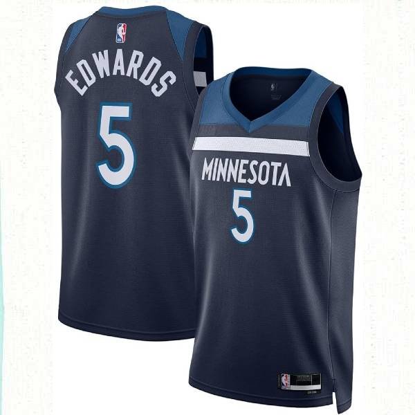 Баскетбольная майка NBA Миннесота Тимбервулвз №5 Энтони Эдвардс темно-синяя SWINGMAN фото 1 &mdash; NBAform.ru