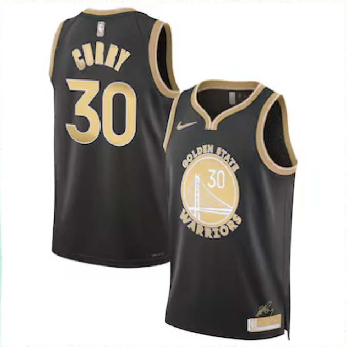 Баскетбольная майка NBA Голден Стэйт Уорриорз № 30 Стеф Карри черная Golden Edition 2024 SWINGMAN фото 1 &mdash; NBAform.ru